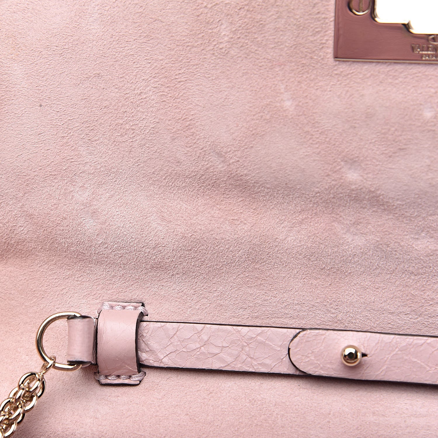 Valentino Garavani Craquele Nappa Rockstud Spike Wallet on Chain Water Rose 10 of 11