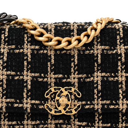 Chanel Tweed Quilted Medium Chanel 19 Flap Black Beige 8 of 10