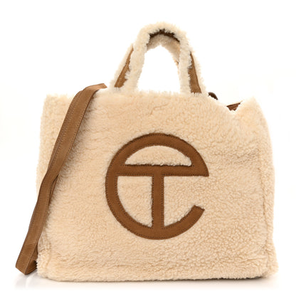 Telfar X UGG Suede Shearling Medium Shopping Bag Natural 1 of 11