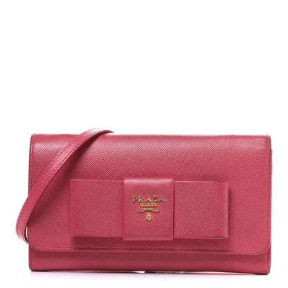 Prada Saffiano Fiocco Bow Flap Wallet Peonia 1 of 11