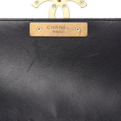 Chanel Lambskin Quilted Large CC Chic Flap Grey Dark Navy 13 of 15