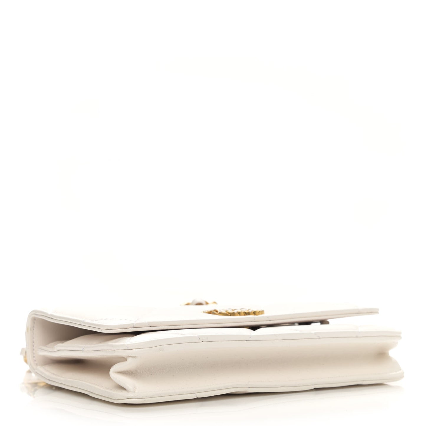 Lambskin Quilted Chanel 19 Wallet On Chain WOC White