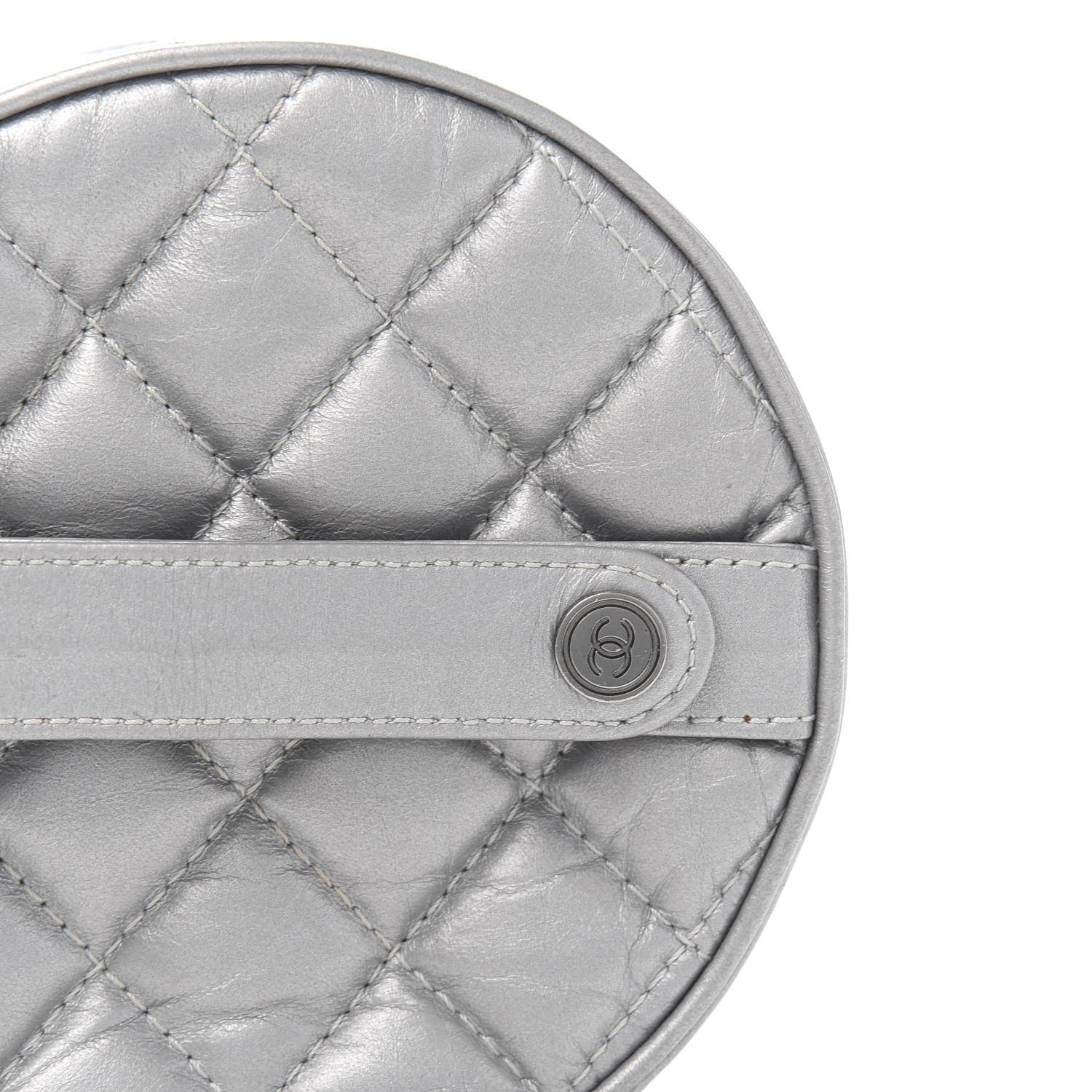 Chanel Metallic Aged Calfskin Quilted Round Bag Silver 12 of 12