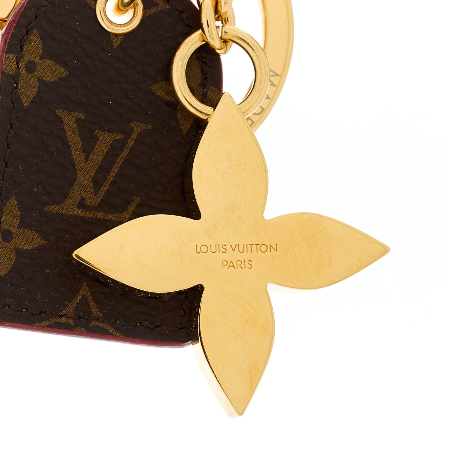 Louis Vuitton Monogram LV For You And Me Bag Charm Key Holder Gold 3 of 5