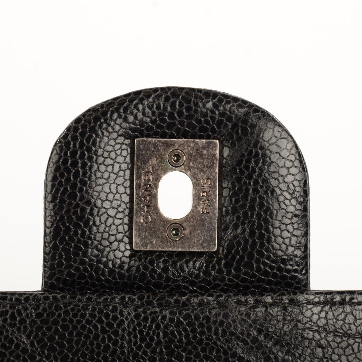 Crumpled Grained Calfskin Jumbo CC Crave Flap Black