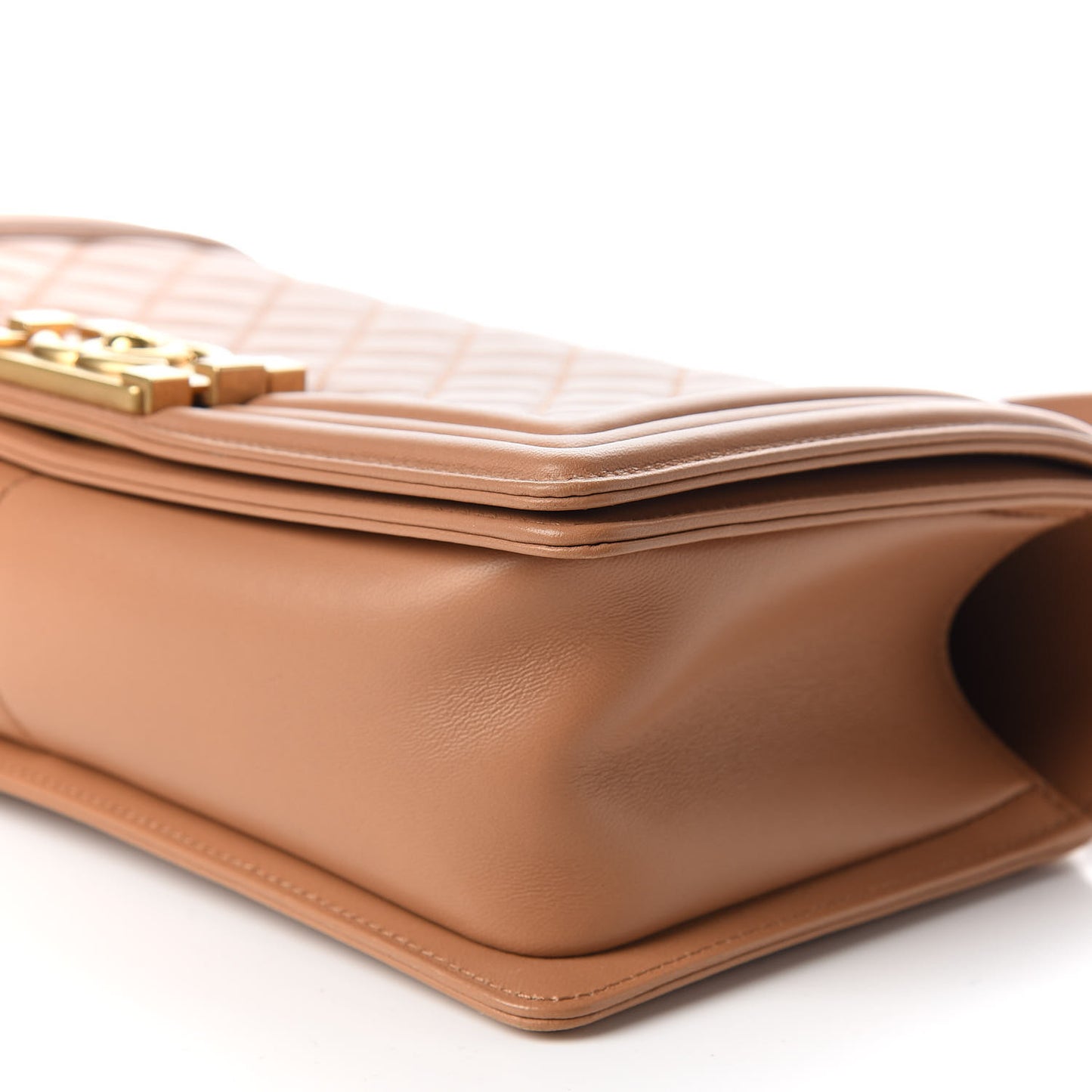 Lambskin Quilted Medium Boy Flap Beige
