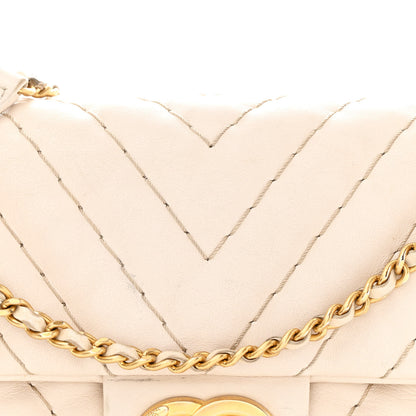 Chanel Calfskin Chevron Quilted Medium Surpique Flap Ivory 8 of 11