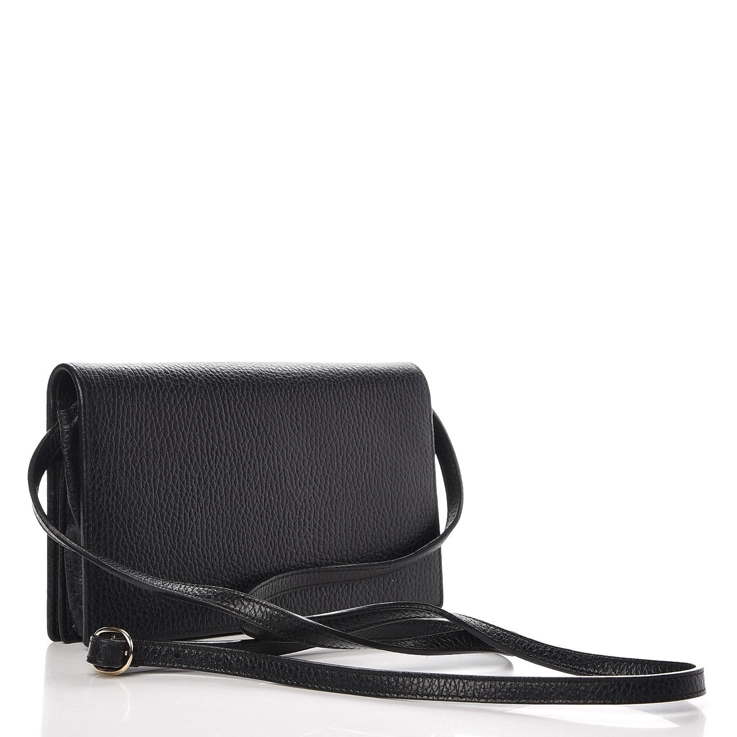 Dollar Calfskin Mini Swing Wallet Bag Black