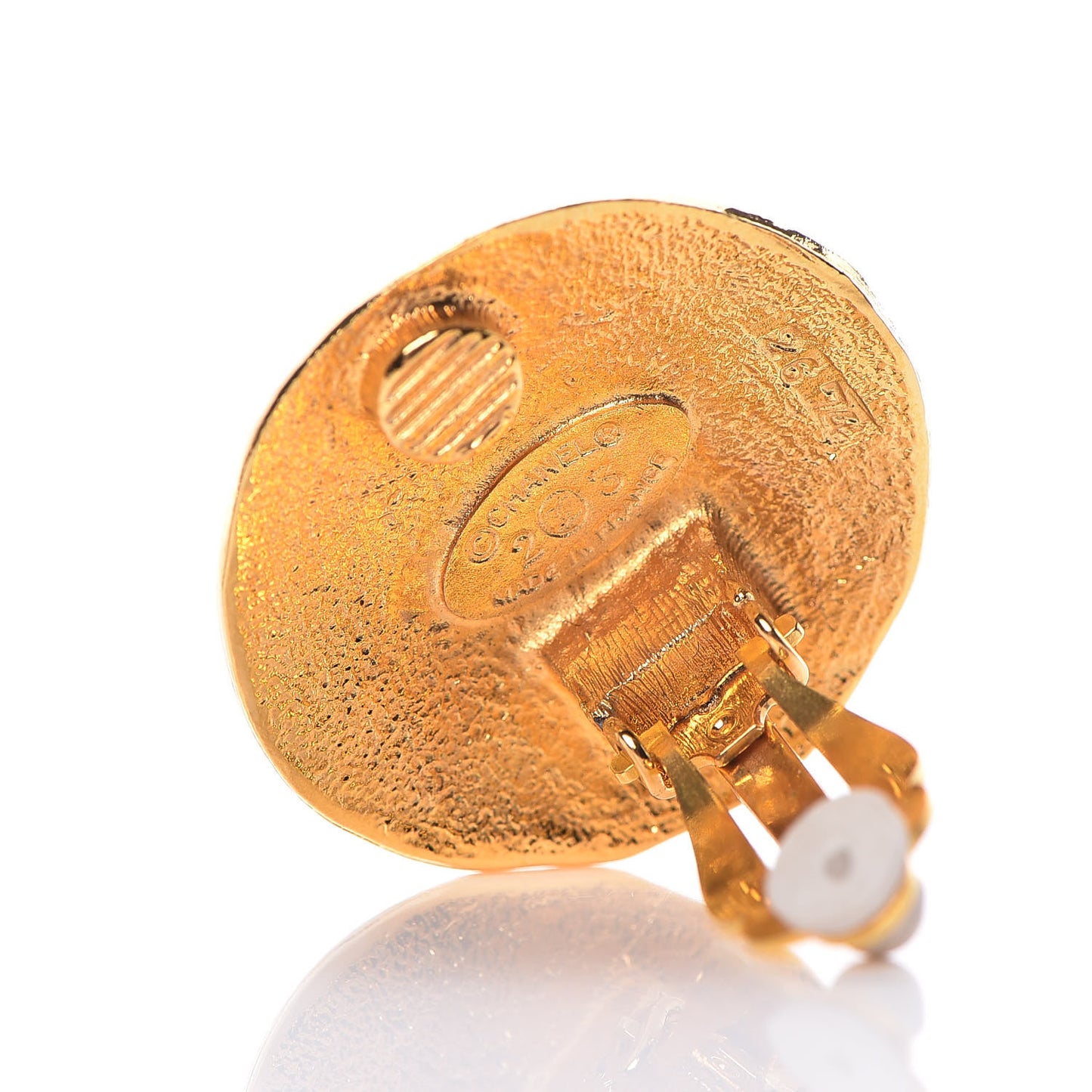 Round CC Clip On Earrings Gold