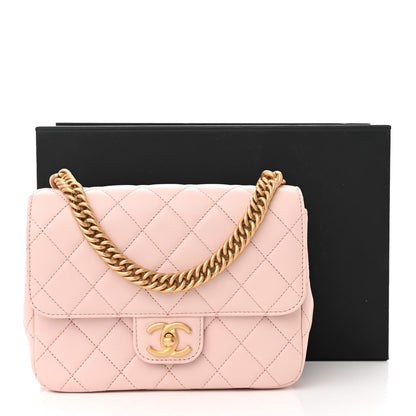 Chanel Calfskin Quilted Chain On Chain Flap Light Pink 11 of 11
