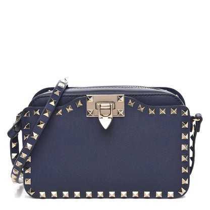Valentino Garavani Calfskin Rockstud Flip Lock Camera Crossbody Bag Marine 1 of 9