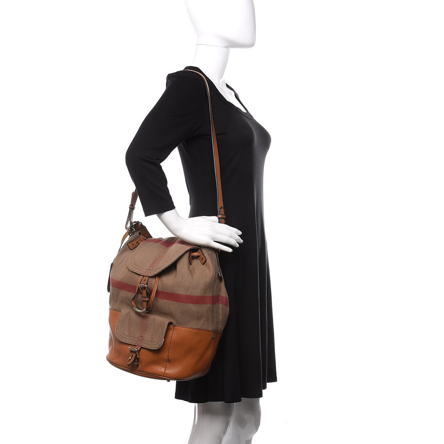 Canvas Mega Check Medium Kelshall Traveller Hobo Saddle Brown