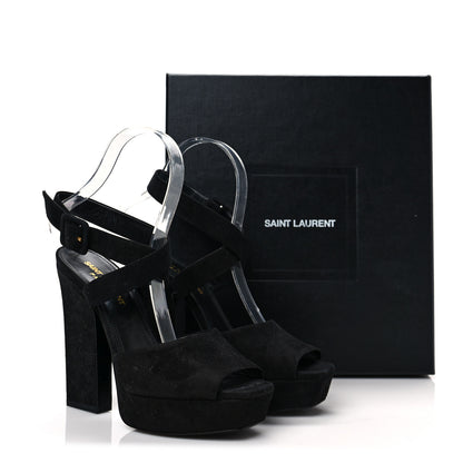 Saint Laurent Suede Debbie Platform Sandal 36.5 Black 8 of 8