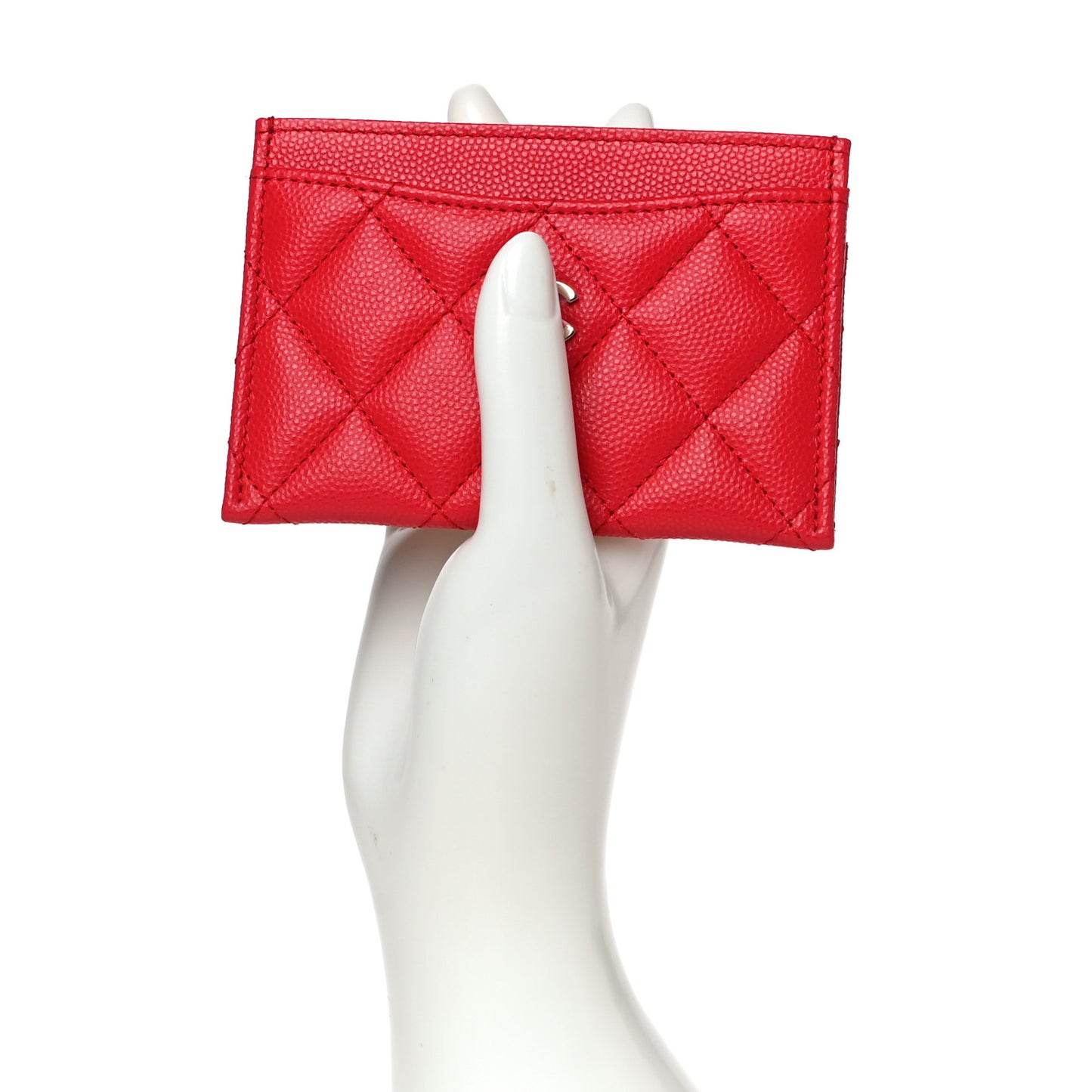 Caviar Quilted Card Holder Red