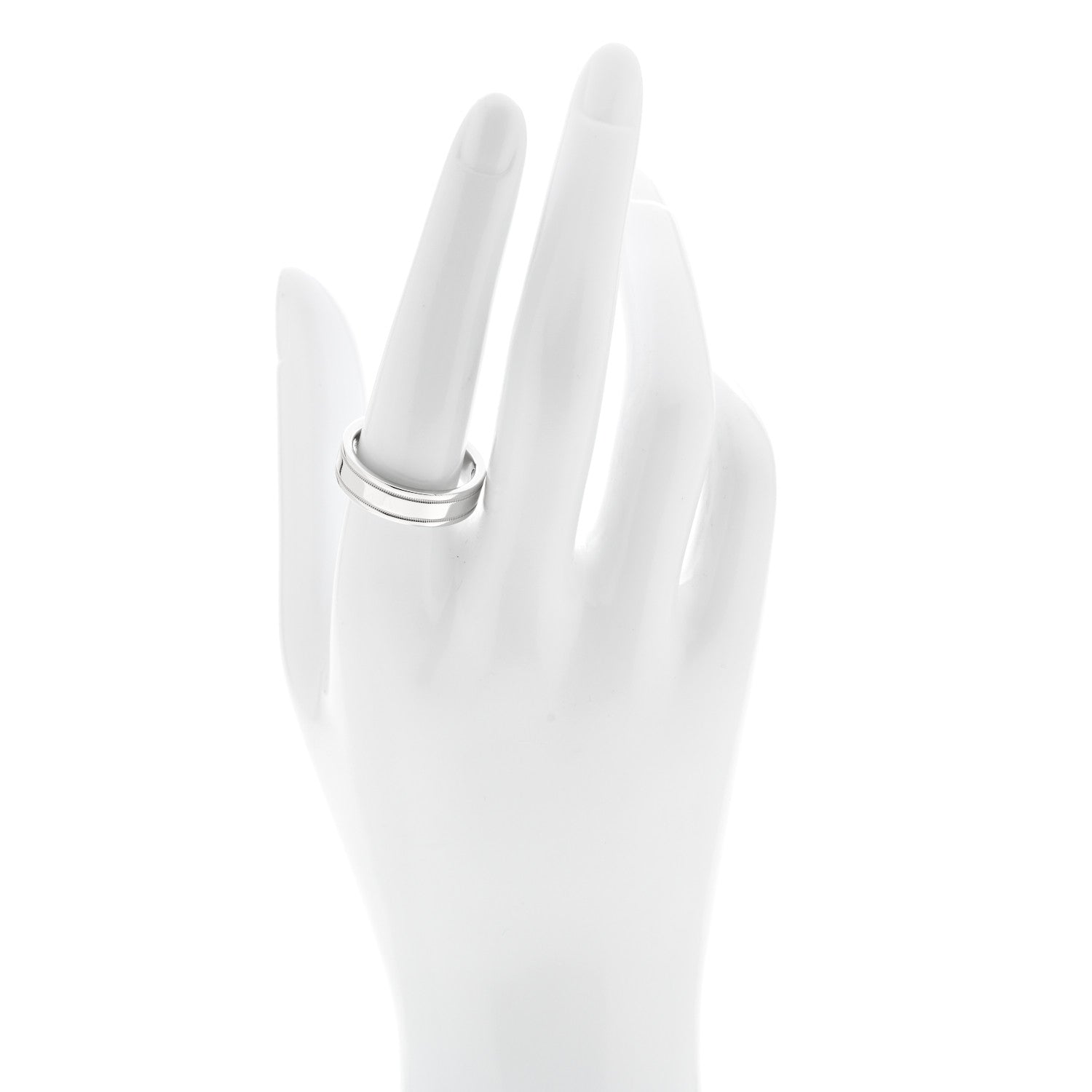 Tiffany Platinum 6mm Together Double Milgrain Band Ring 59 8.75 2 of 4