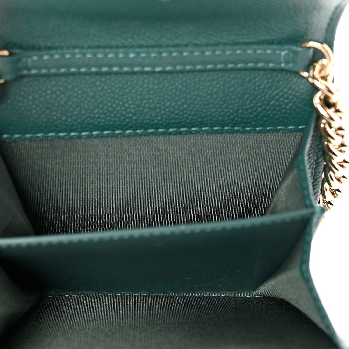 Caviar Quilted Boy Card Holder On Chain Green