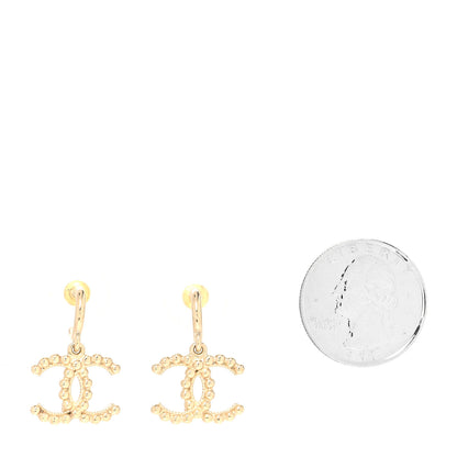 Chanel Metal Bead CC Drop Earrings Gold 2 of 4