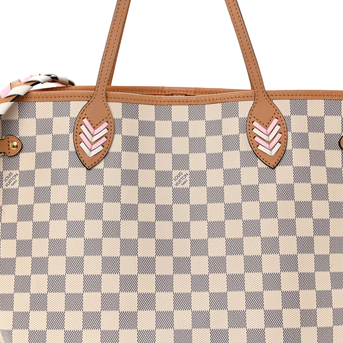 Damier Azur Braided Neverfull MM Orange