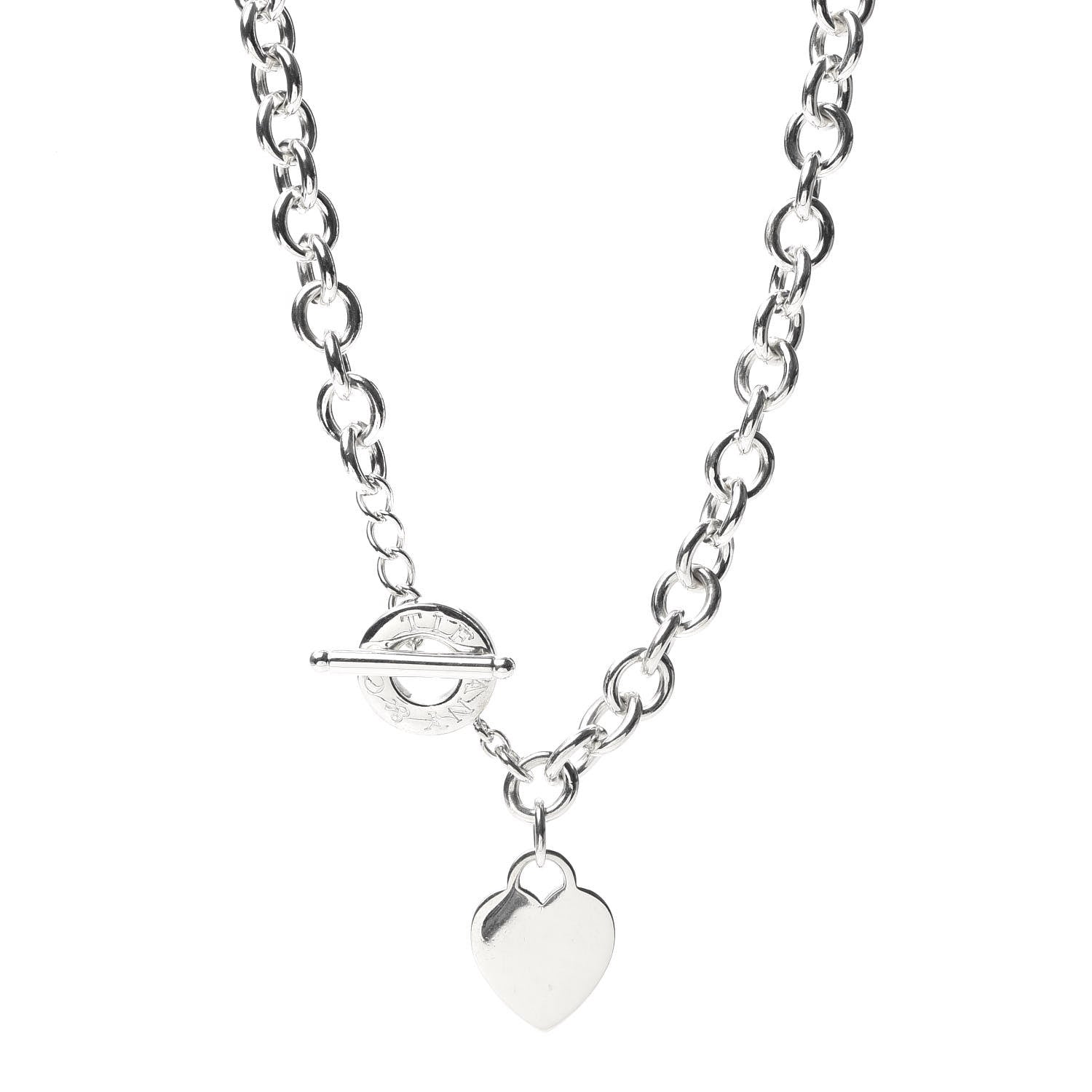 Tiffany Sterling Silver Heart Tag Toggle Necklace 1 of 5