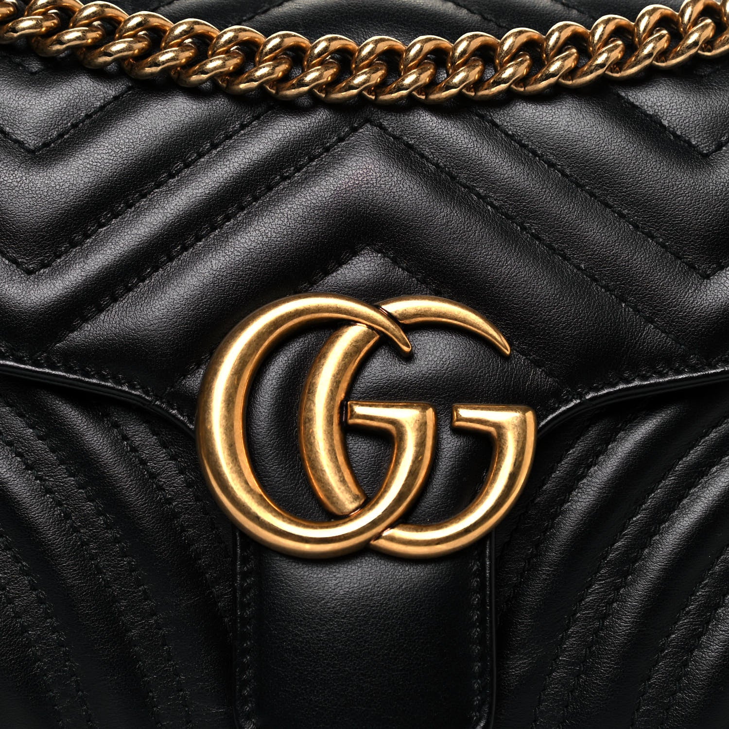 Gucci Calfskin Matelasse Small GG Marmont Shoulder Bag Black 8 of 13