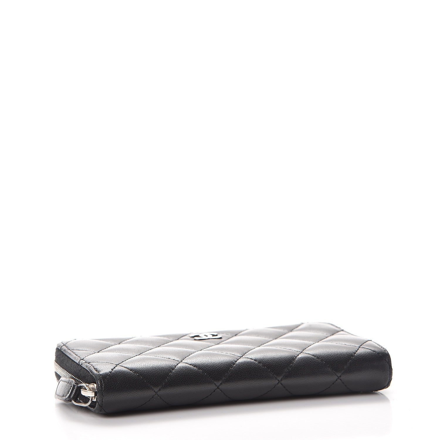 Chanel Lambskin Quilted Large Gusset Zip Around Wallet Black 4 of 12