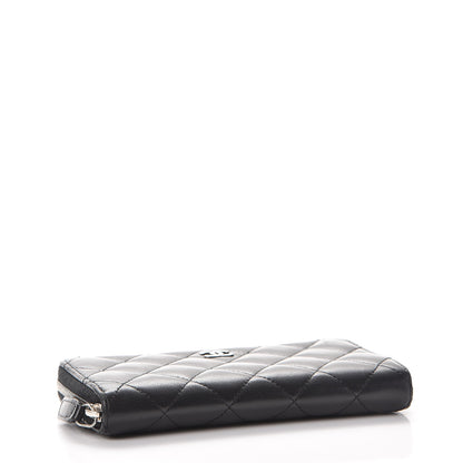 Chanel Lambskin Quilted Large Gusset Zip Around Wallet Black 4 of 12