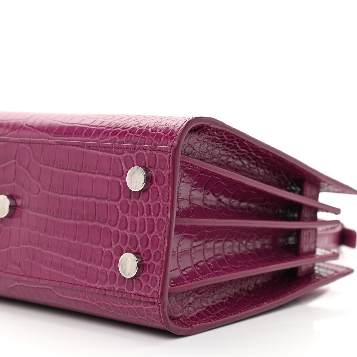 Saint Laurent Calfskin Crocodile Embossed Nano Sac De Jour Violet 6 of 9