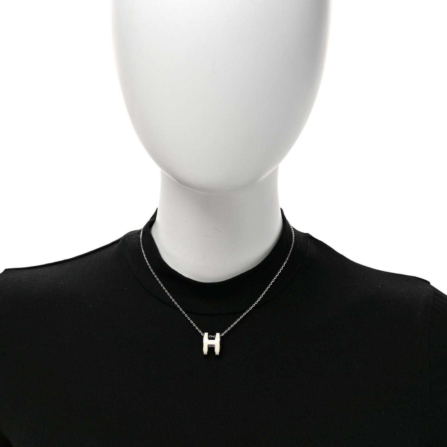 Palladium Pop H Pendant Necklace White