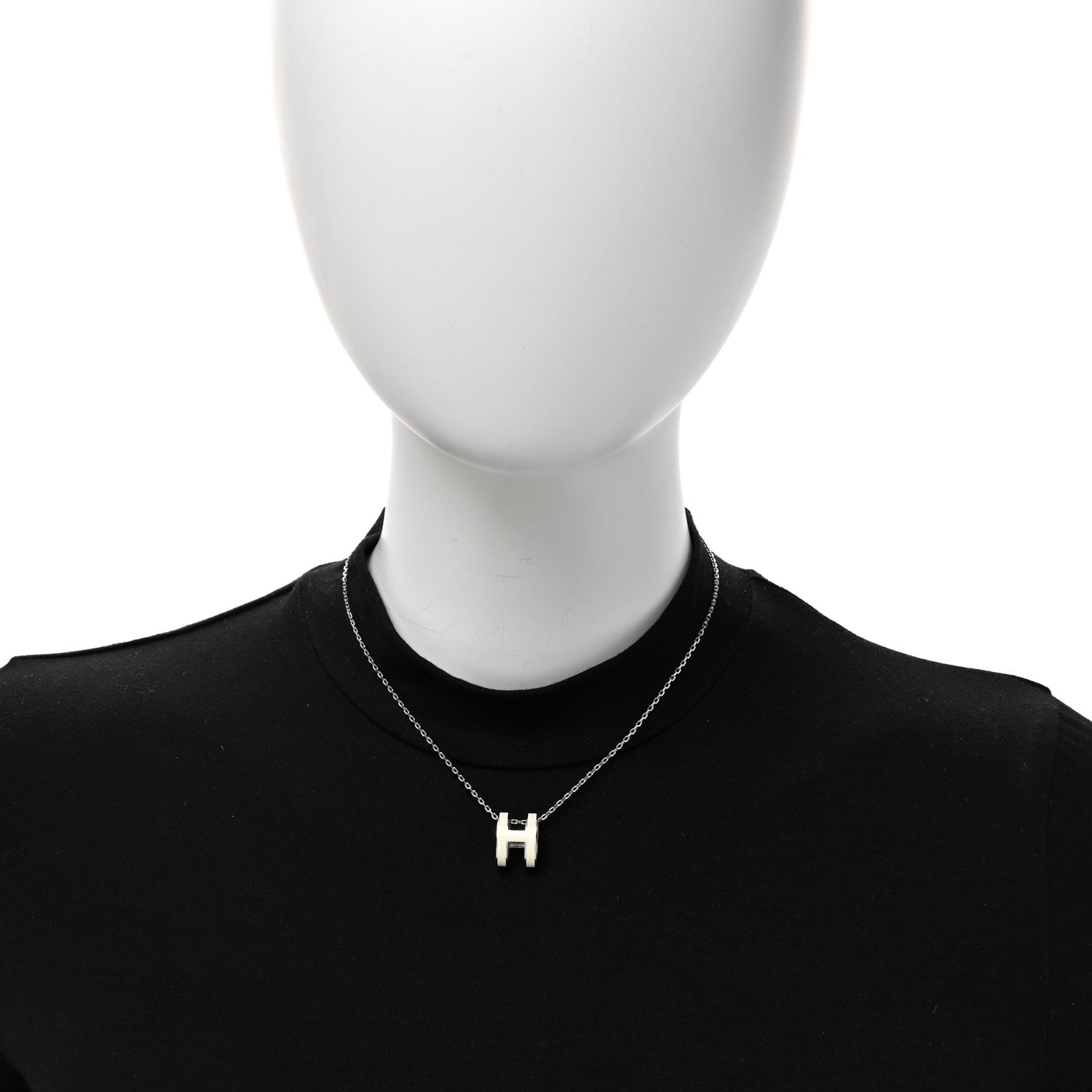 Hermes Palladium Pop H Pendant Necklace White 2 of 7