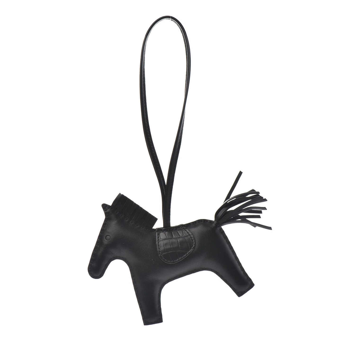 Milo Lambskin Matte Alligator Touch Grigri Rodeo Horse Bag Charm MM So Black