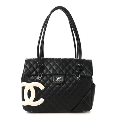 Chanel Calfskin Quilted Large Cambon Flap Black White 1 of 10