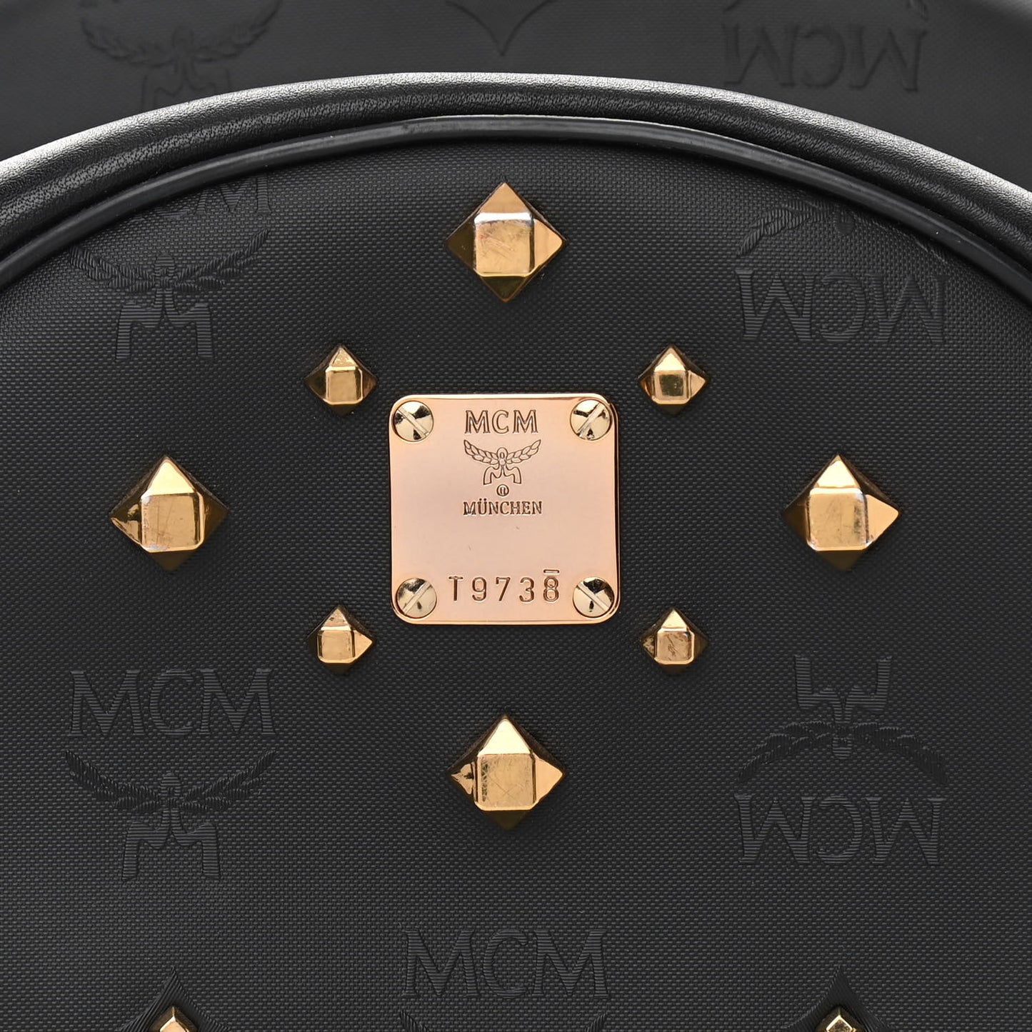 Coated Canvas Medium Studded Backpack Black