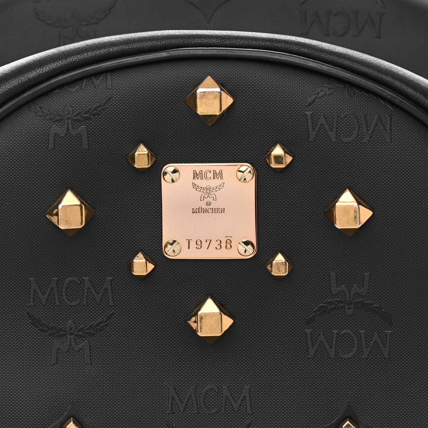 MCM Coated Canvas Medium Studded Backpack Black 8 of 12