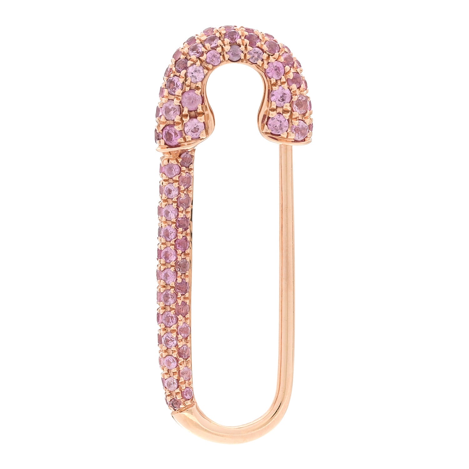 Anita Ko 18K Rose Gold Pink Sapphire Safety Pin Earring 1 of 4