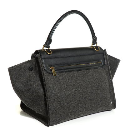 Celine Smooth Calfskin Felt Medium Trapeze Dark Grey 3 of 9