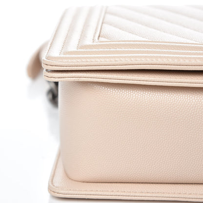 Chanel Caviar Chevron Quilted New Medium Boy Flap Light Beige 9 of 9