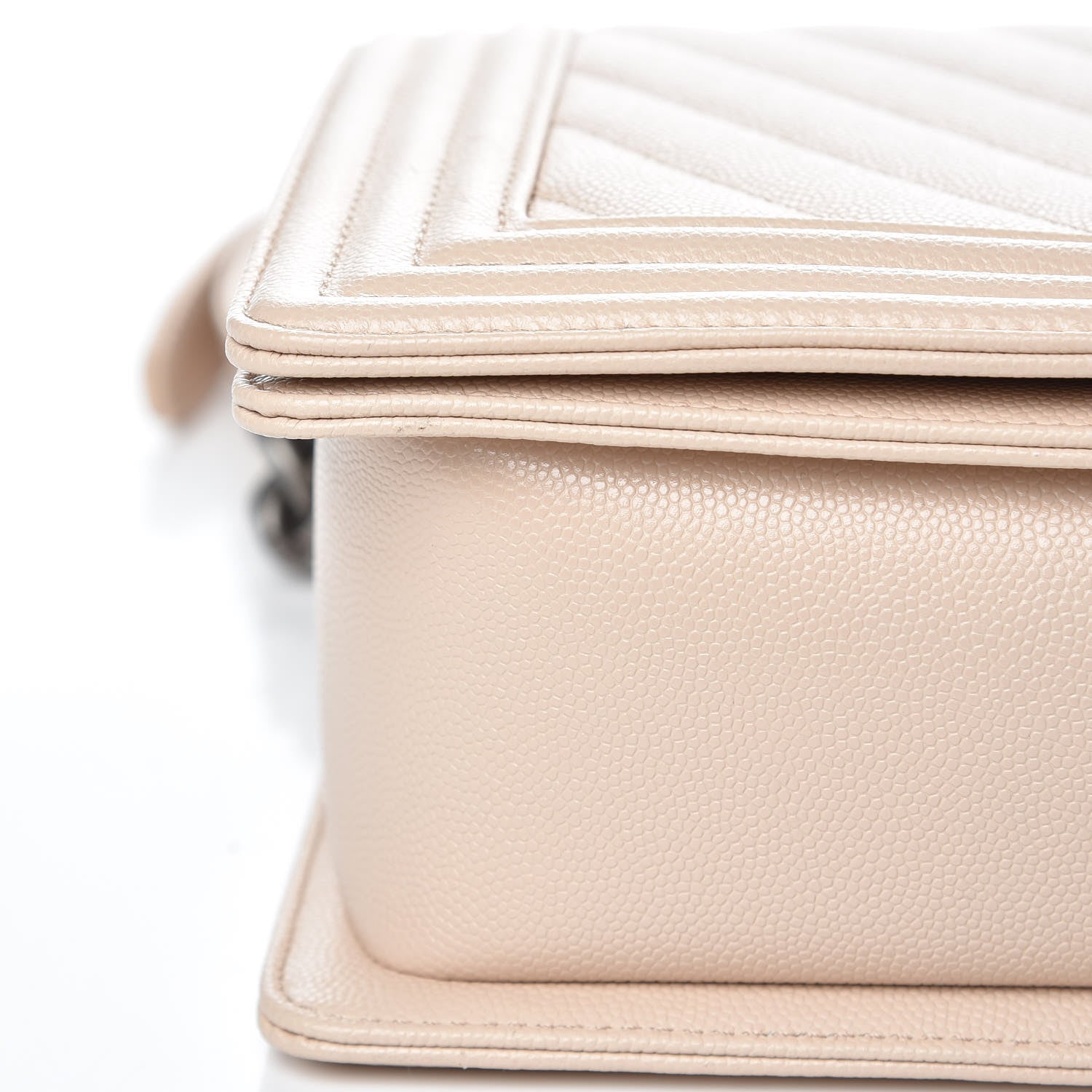 Chanel Caviar Chevron Quilted New Medium Boy Flap Light Beige 9 of 9