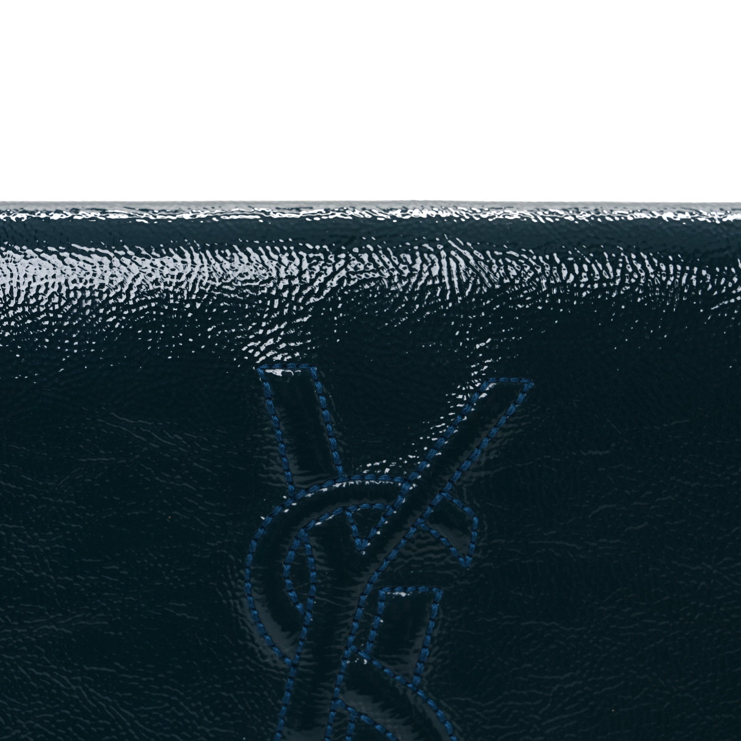 Saint Laurent Textured Patent Monogram Large Belle De Jour Clutch Green 8 of 11
