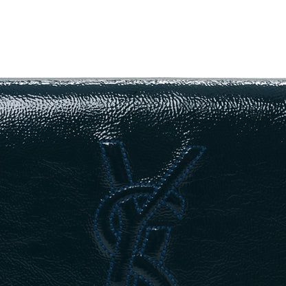 Saint Laurent Textured Patent Monogram Large Belle De Jour Clutch Green 8 of 11