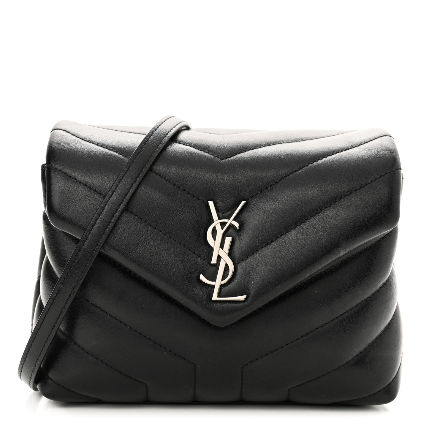Calfskin Y Quilted Monogram Toy Loulou Crossbody Bag Black