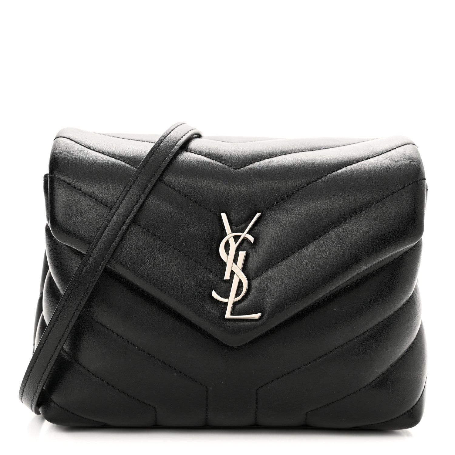 Saint Laurent Calfskin Y Quilted Monogram Toy Loulou Crossbody Bag Black 1 of 12
