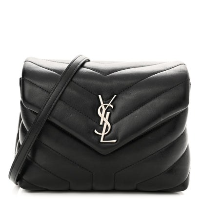 Saint Laurent Calfskin Y Quilted Monogram Toy Loulou Crossbody Bag Black 1 of 12