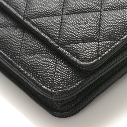 Chanel Shiny Caviar Quilted Enamel CC Wallet On Chain WOC Black 9 of 9