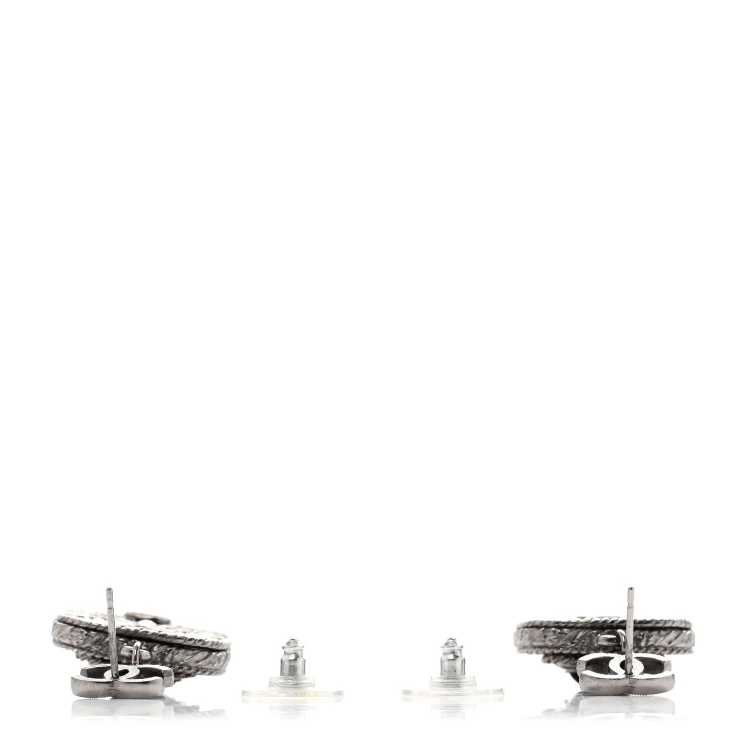 Metal Resin CC Drop Earrings Ruthenium Black