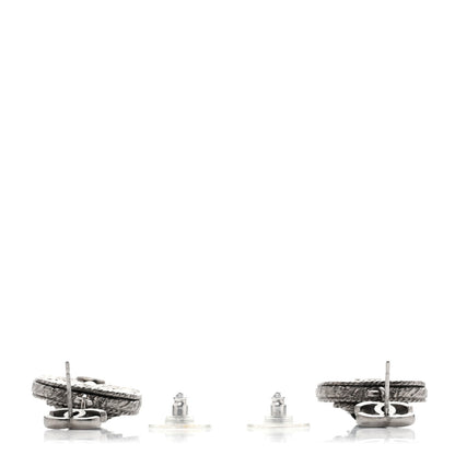 Chanel Metal Resin CC Drop Earrings Ruthenium Black 3 of 4