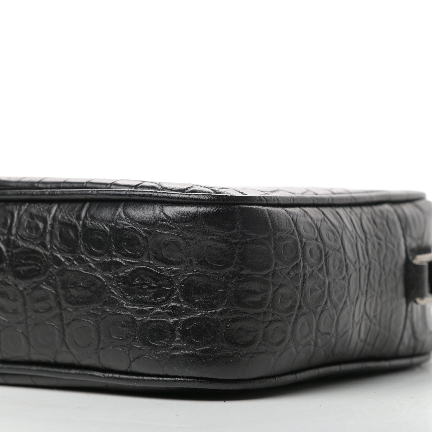 Saint Laurent Calfskin Crocodile Embossed Monogram Lou Camera Bag Black 8 of 9