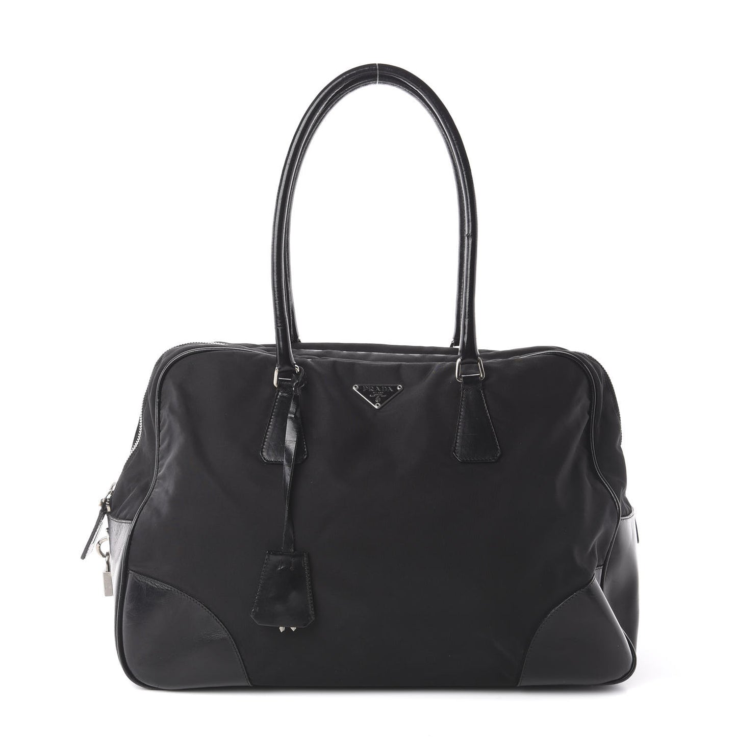 Tessuto Nylon Calfskin Tote Black