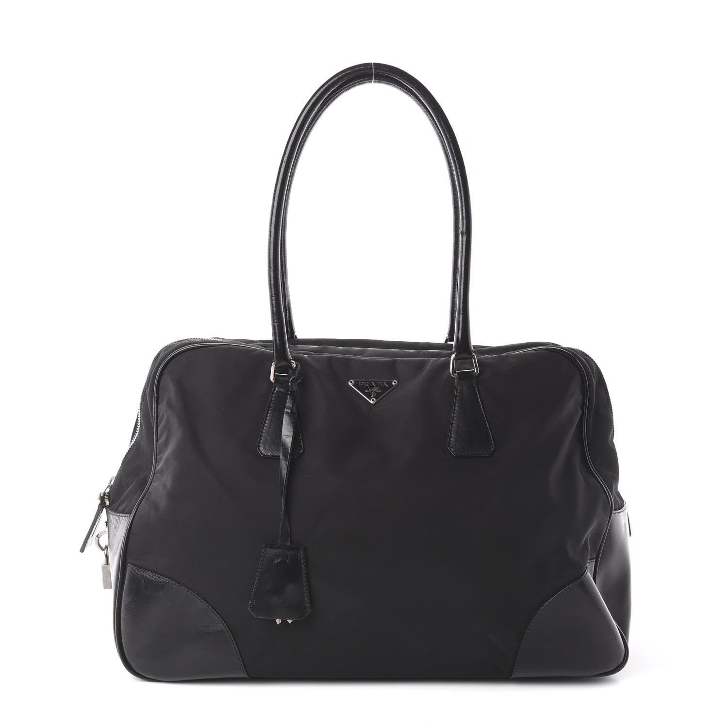 Prada Tessuto Nylon Calfskin Tote Black 1 of 8