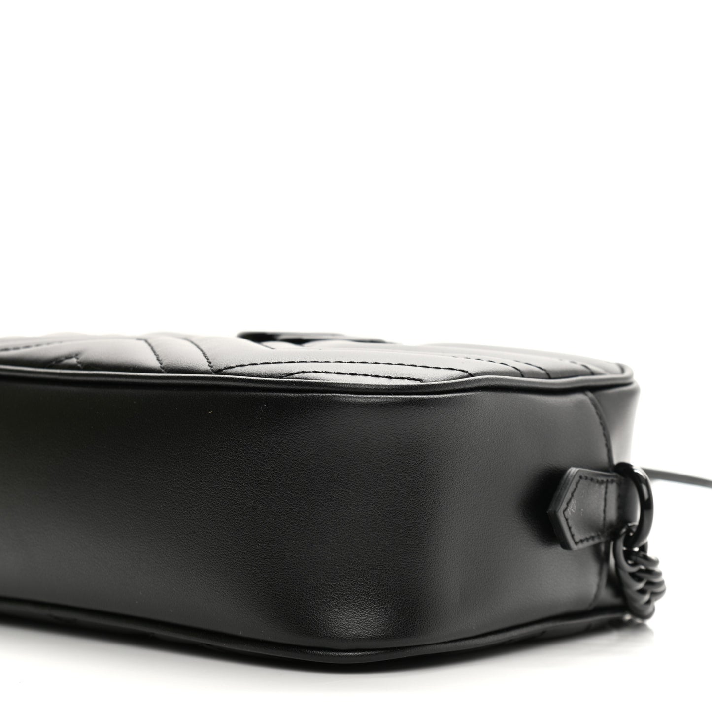 Calfskin Matelasse Monochrome Small GG Marmont Chain Shoulder Bag Black