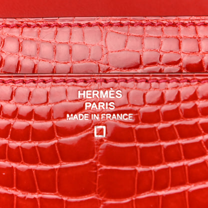 Hermes Shiny Alligator Constance Long Wallet Geranium 6 of 6